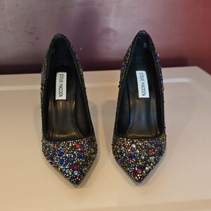 Steve Madden Black Multicolor Embellished Heels